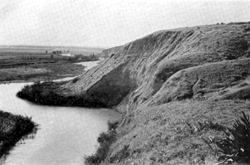 Landslip near biblical Adam, 1957, almost blocking river